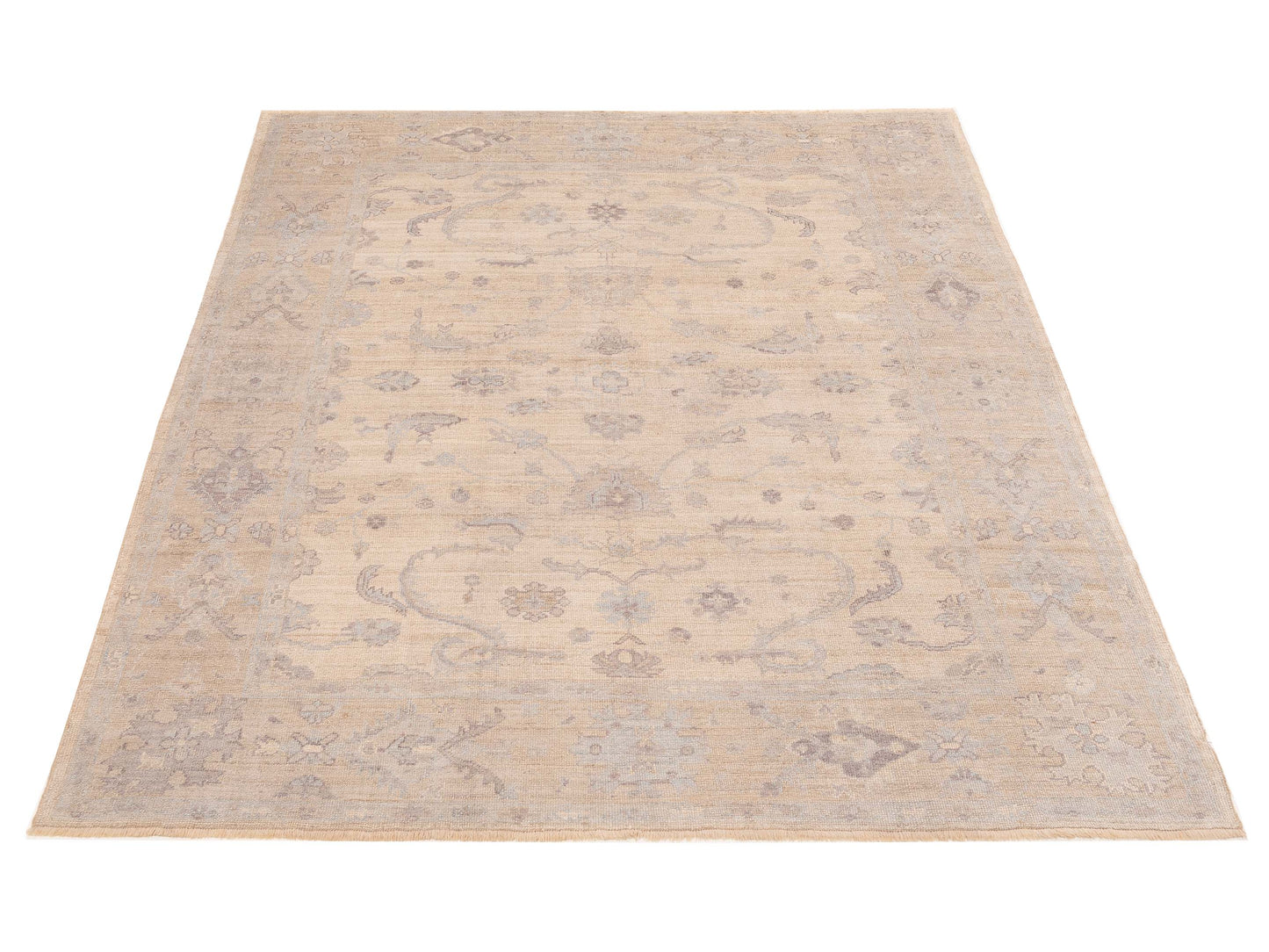 Angora Oushak 126764 Beige Gold 8x9.4 Hand Knotted Rug