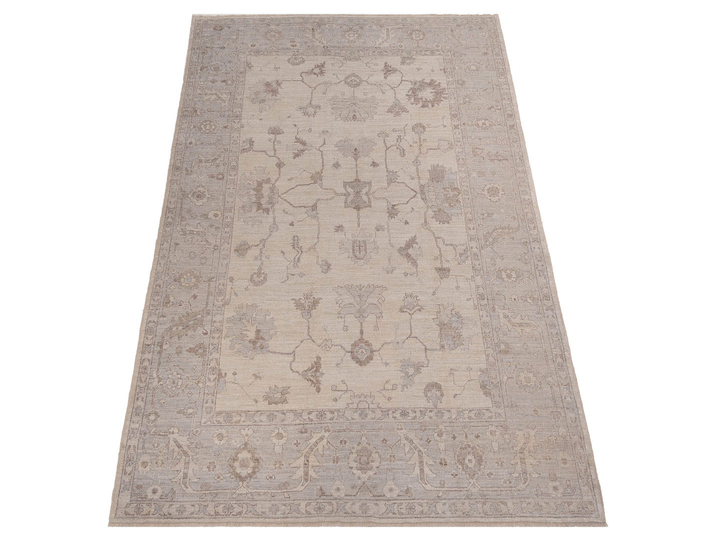 Angora Oushak 126772 Ivory Light Gray 9.10x13.11 Hand Knotted Rug