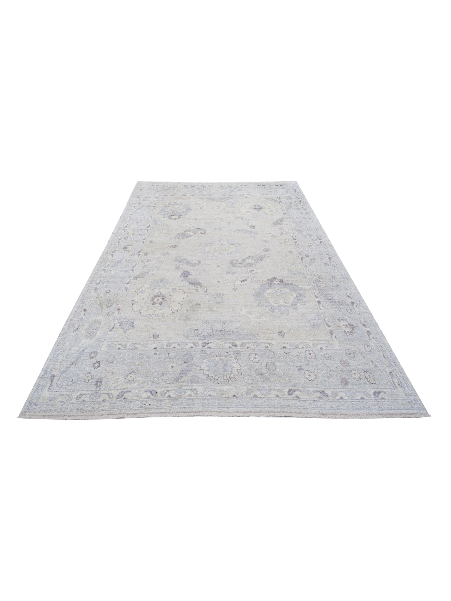 Angora Oushak 126791 Ivory Light Gray 9.3x11.10 Hand Knotted Rug