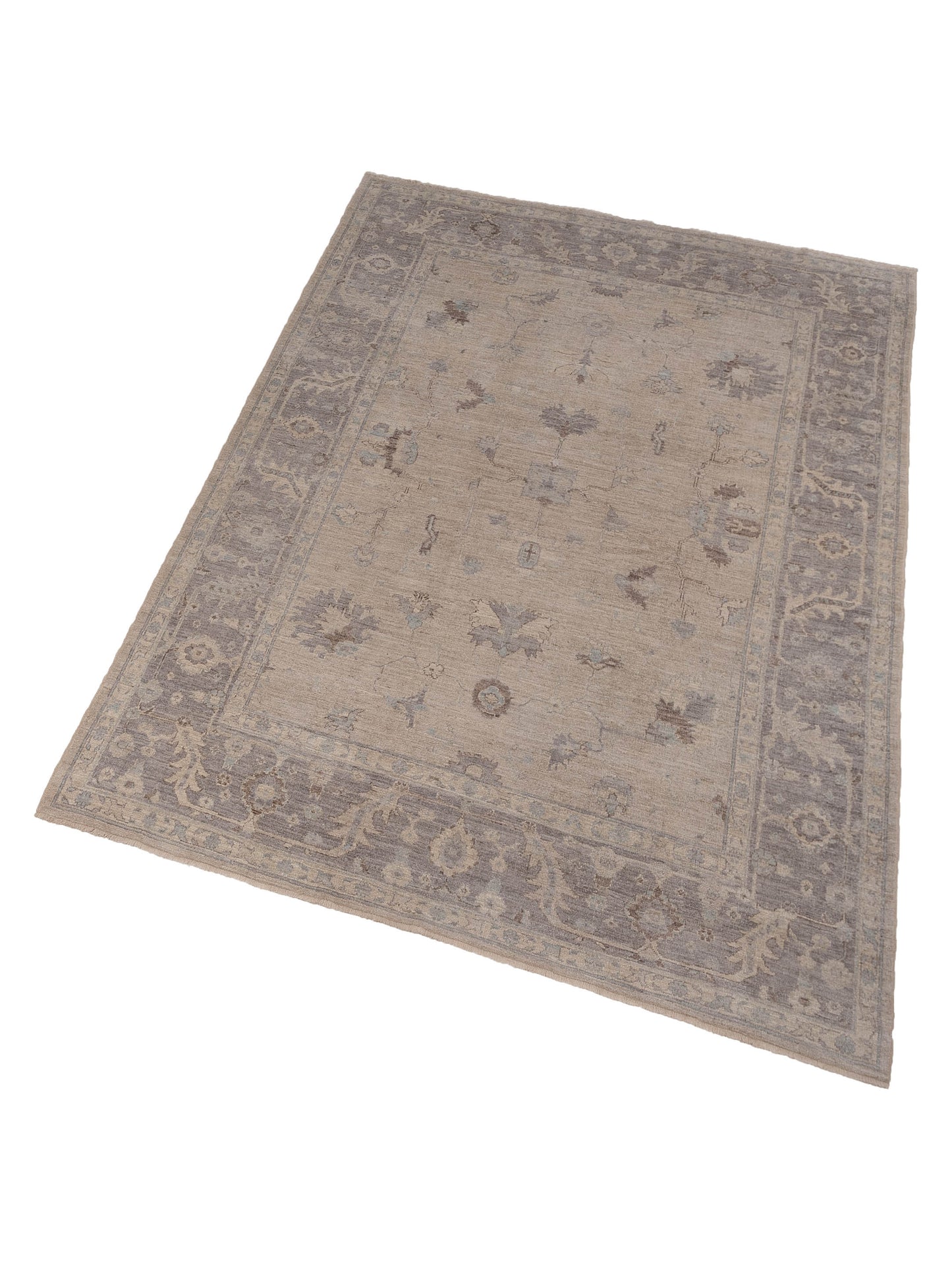 Angora Oushak 126794 Ivory Gray 9.9x13.3 Hand Knotted Rug