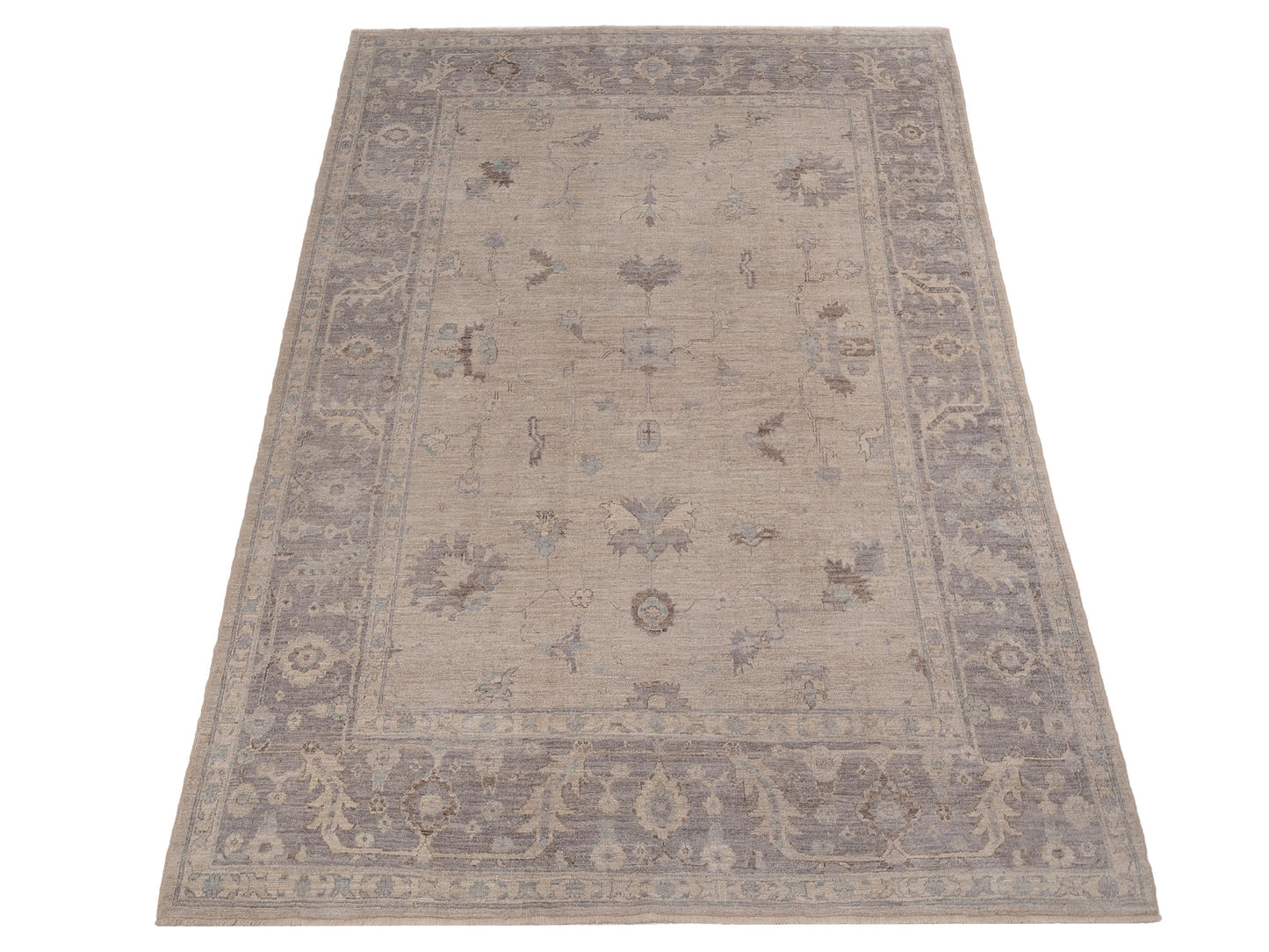Angora Oushak 126794 Ivory Gray 9.9x13.3 Hand Knotted Rug