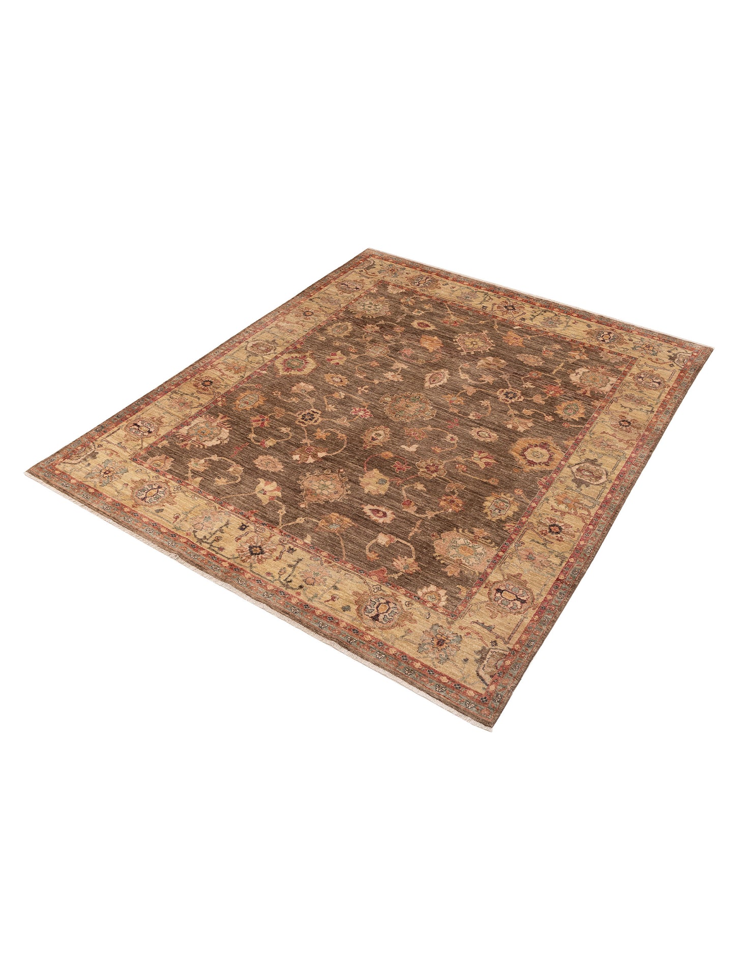 Elvan Tansu Brown Gold 8.2x9.10 Hand Knotted Rug