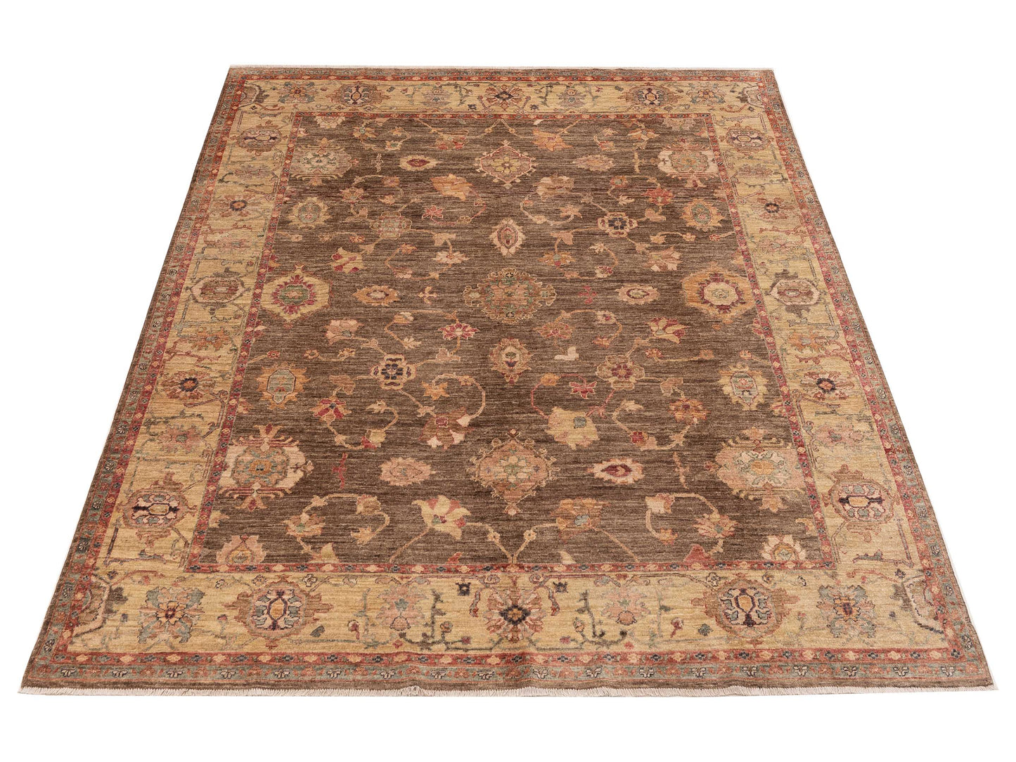 Elvan Tansu Brown Gold 8.2x9.10 Hand Knotted Rug