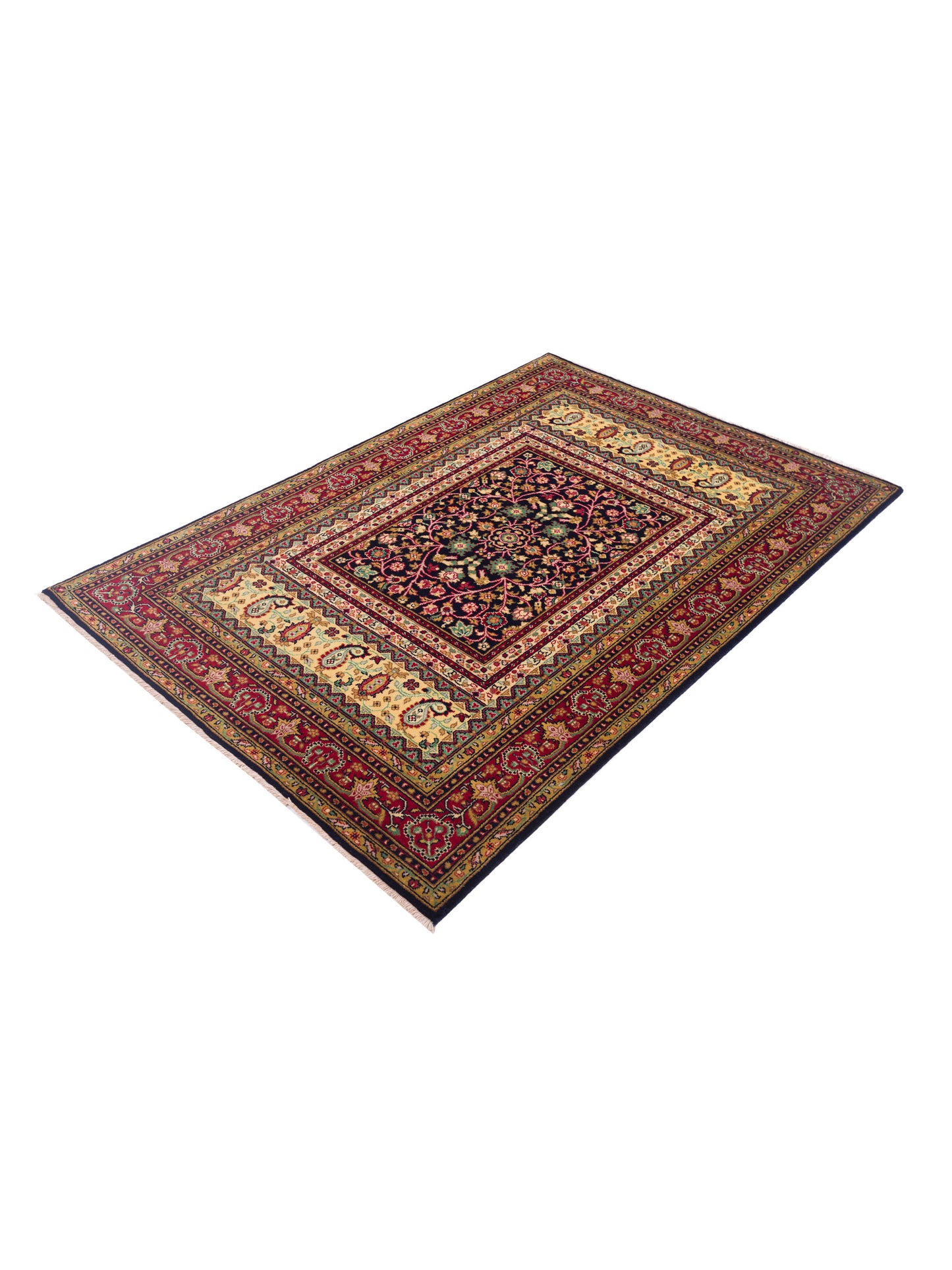Sivas 126997 Black Red 4.1x6.1 Hand Knotted Rug