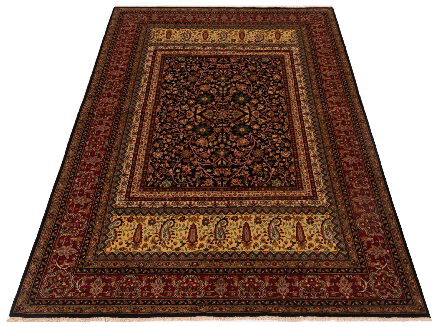Sivas 127044 Black Red 6x8.9 Hand Knotted Rug