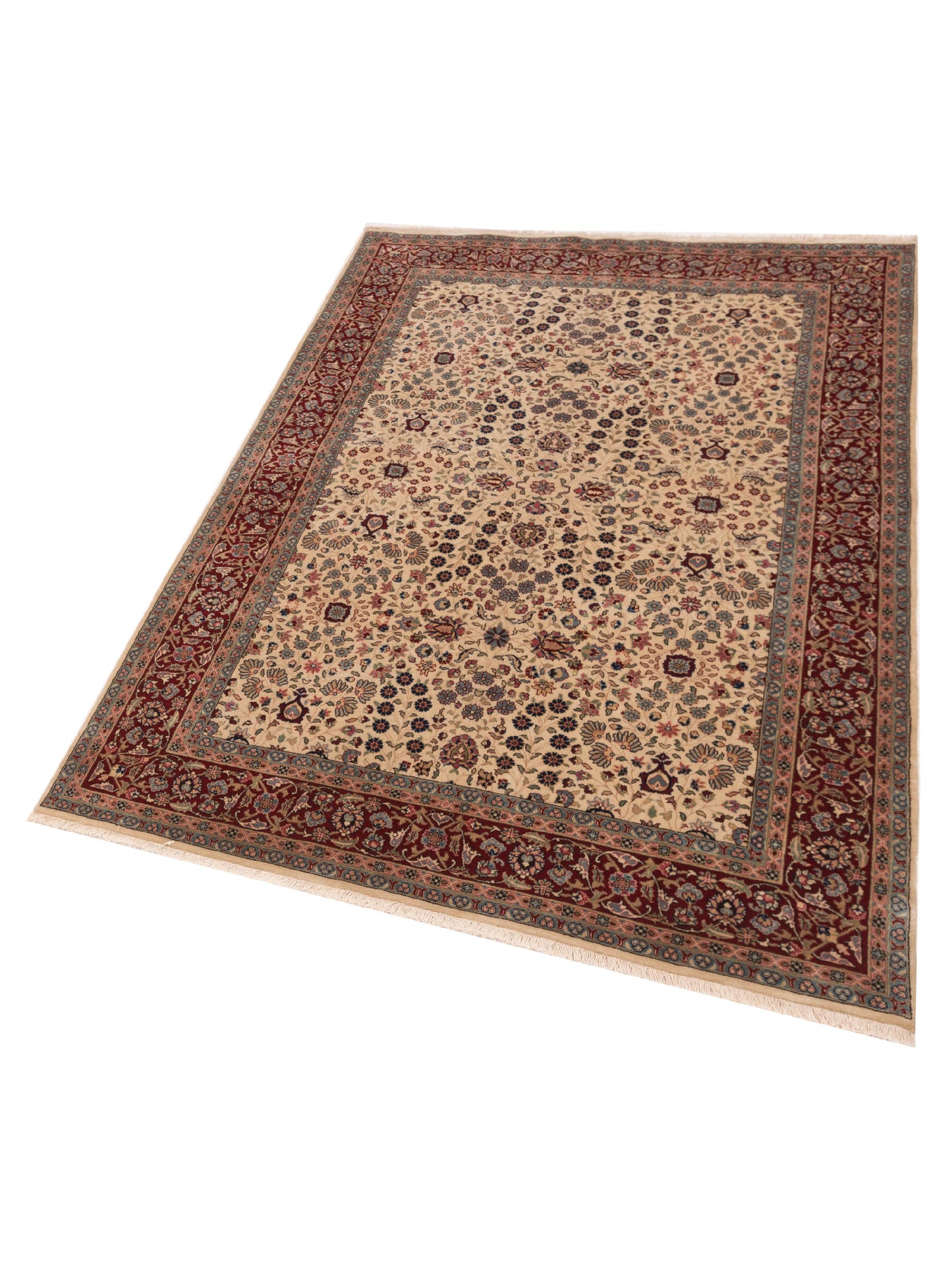 Hereke 127065 Ivory Red 5.5x7.11 Hand Knotted Rug