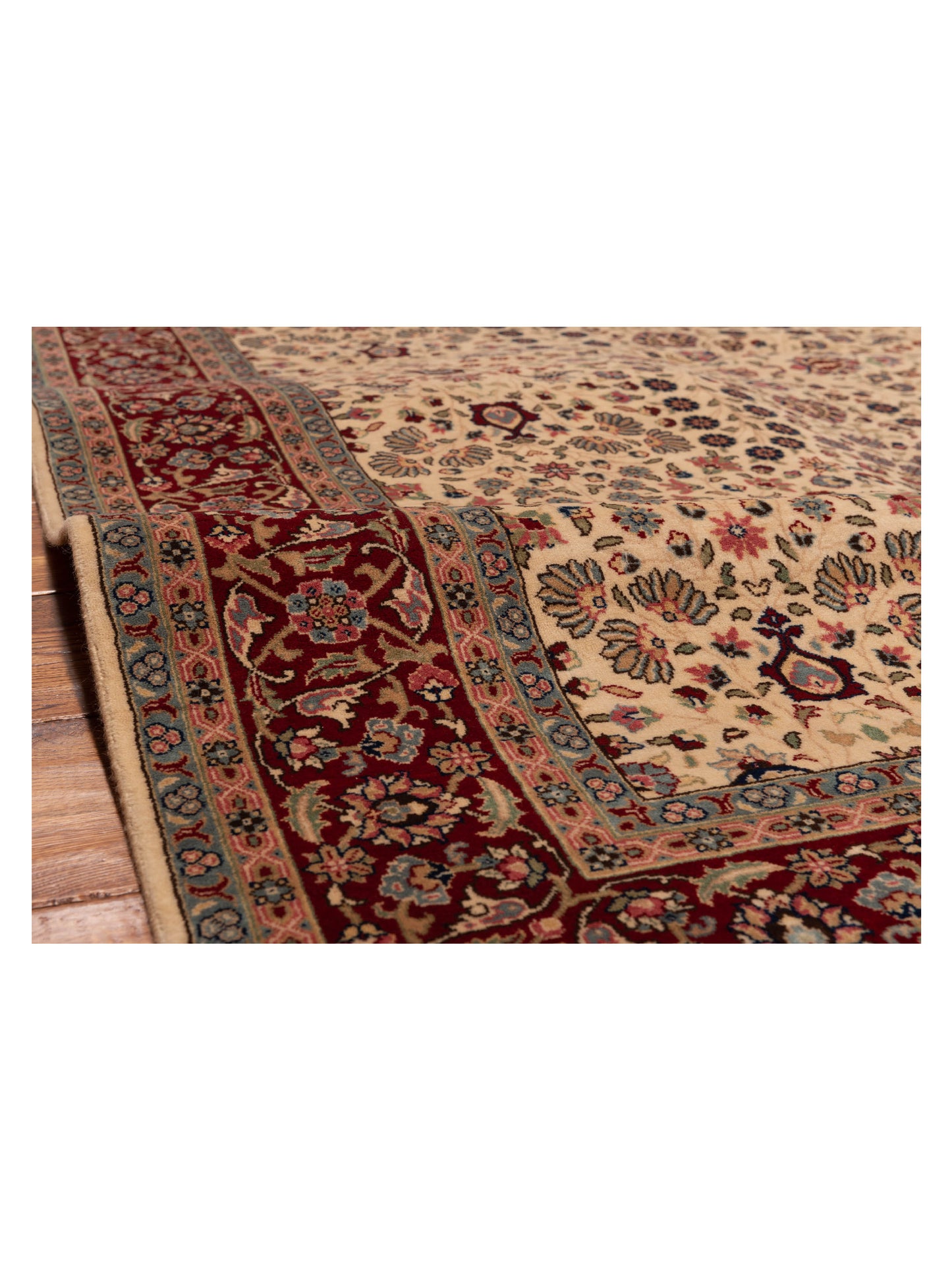 Hereke 127065 Ivory Red 5.5x7.11 Hand Knotted Rug