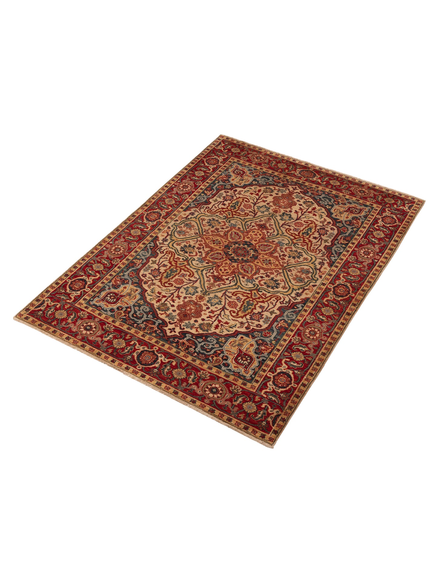 Simav 127185 Multi Red 5.1x7 Hand Knotted Rug