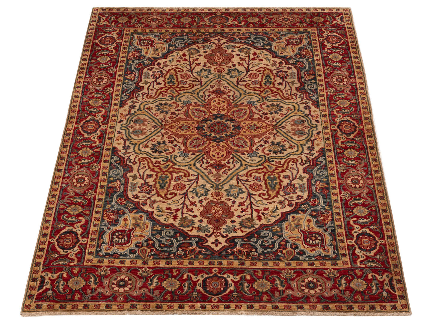 Simav 127185 Multi Red 5.1x7 Hand Knotted Rug