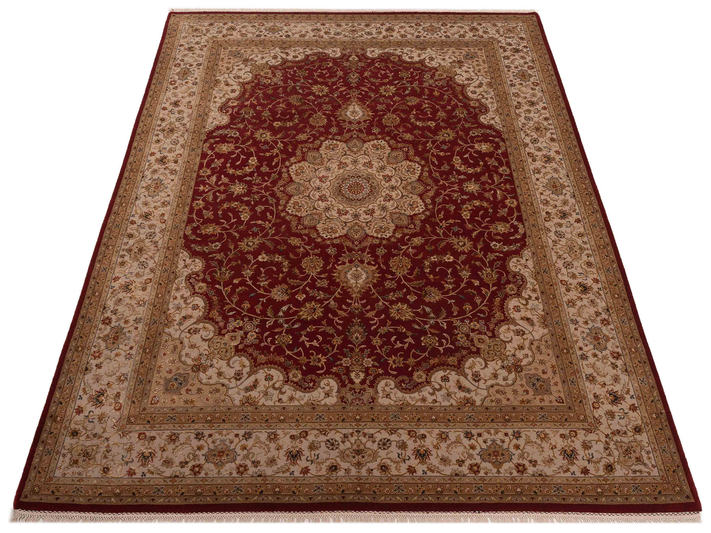 Imperial Silk 127194 Red Ivory 9x11.11 Hand Knotted Rug