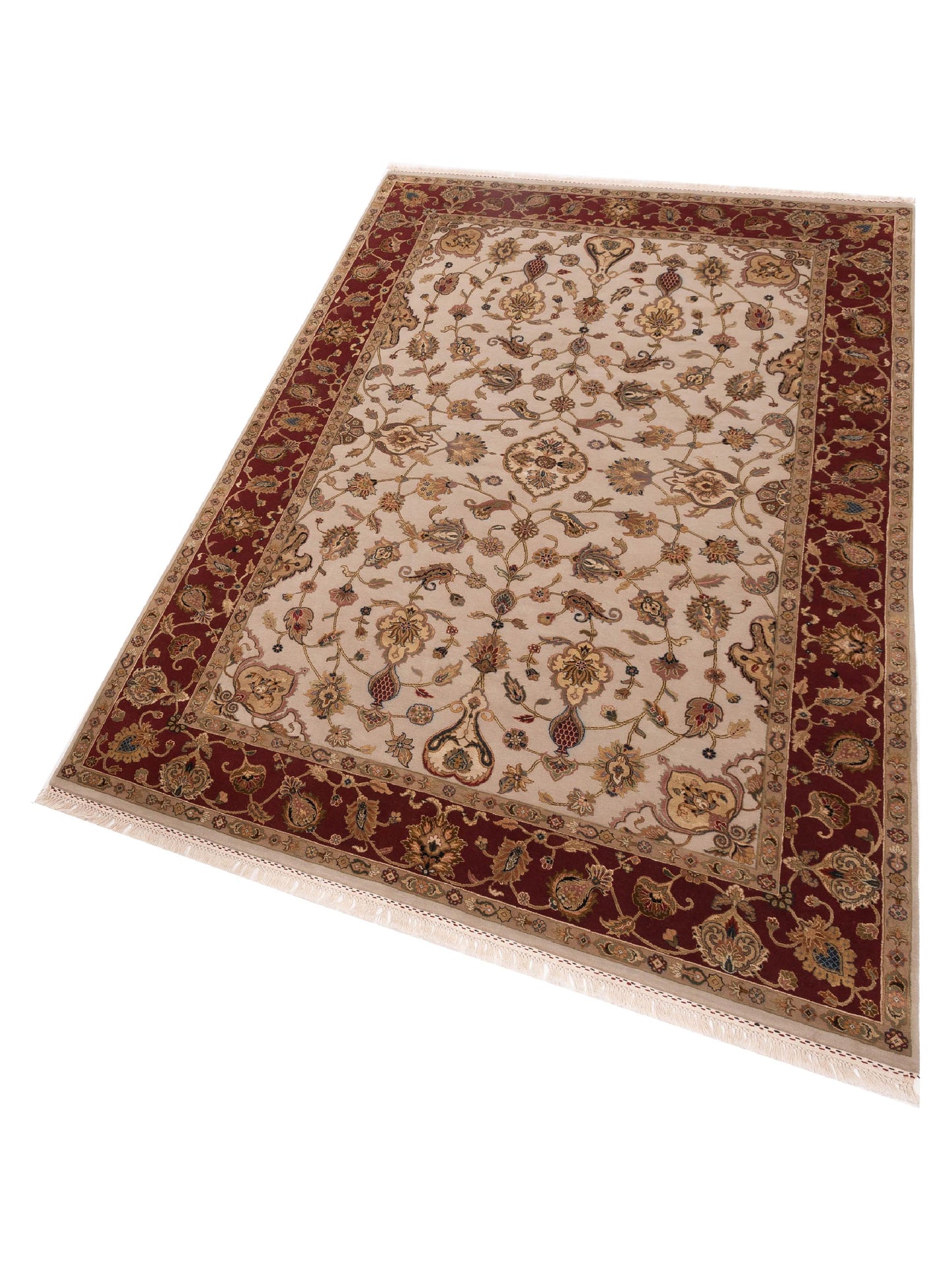 Imperial Silk 127204 Ivory Red 6x9.3 Hand Knotted Rug