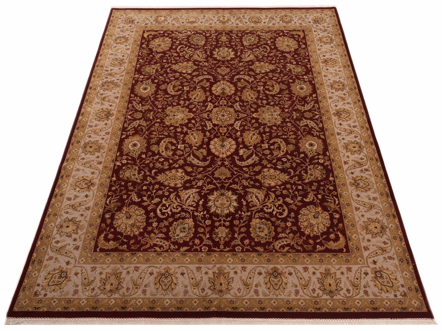 Imperial Silk 127243 Red Ivory 9.1x12.2 Hand Knotted Rug