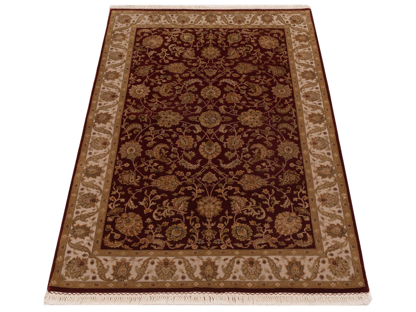 Imperial Silk 127299 Red Ivory 4.2x6.2 Hand Knotted Rug