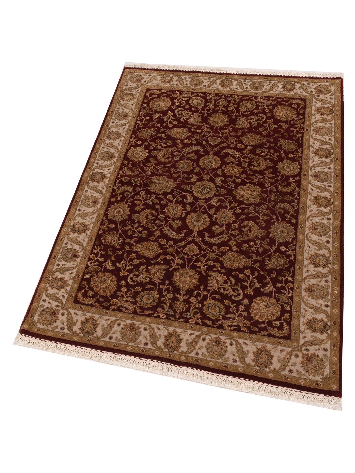 Imperial Silk 127299 Red Ivory 4.2x6.2 Hand Knotted Rug