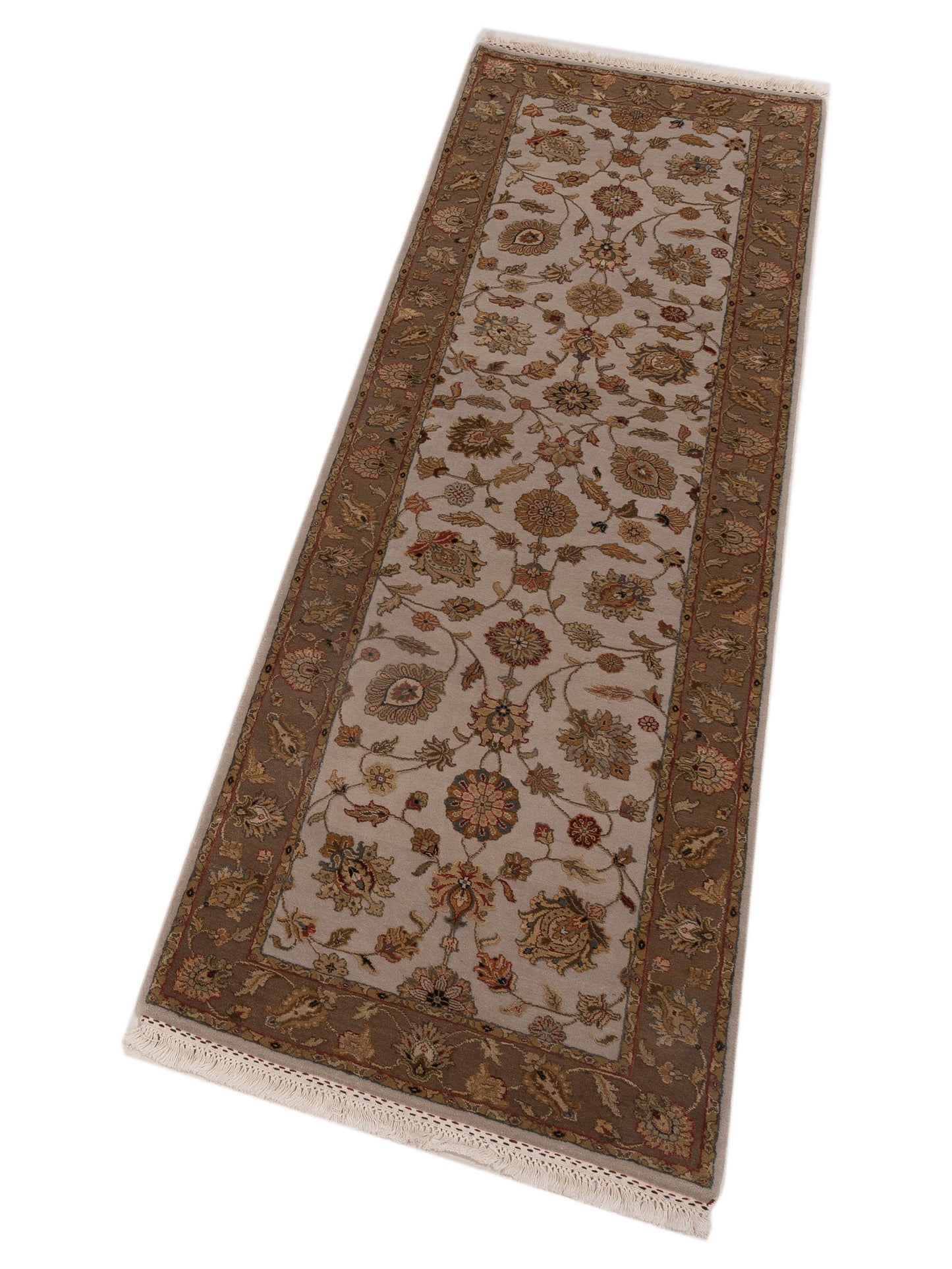 Imperial Silk 127313 Ivory Brown 2.7x8 Hand Knotted Rug