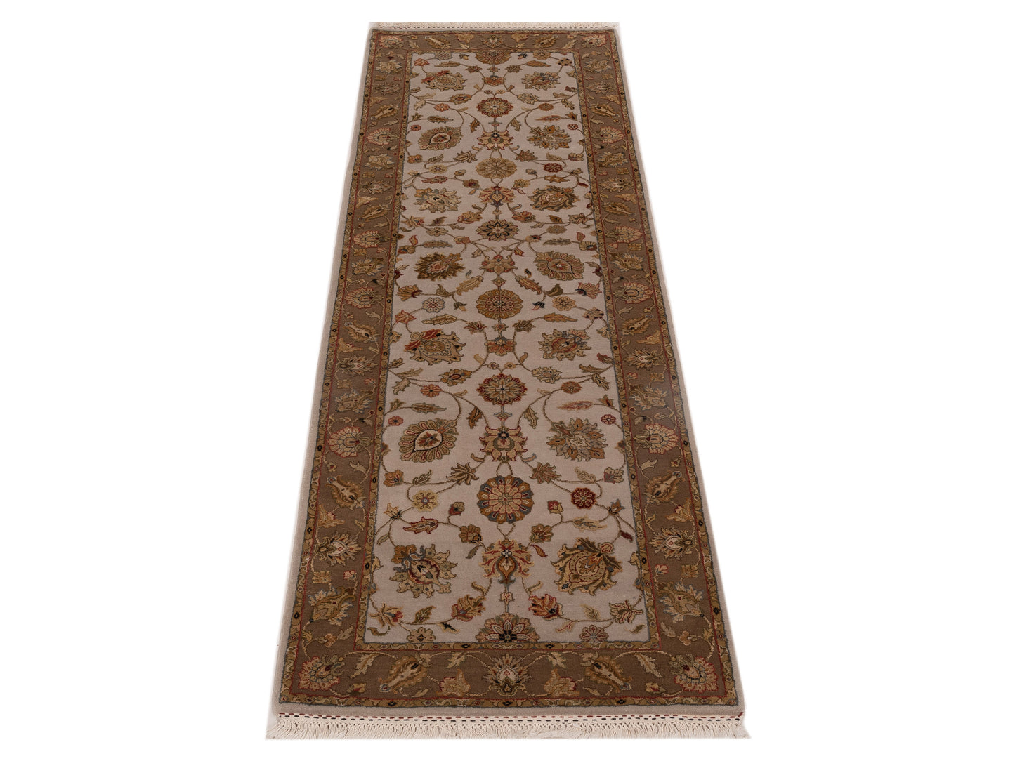 Imperial Silk 127313 Ivory Brown 2.7x8 Hand Knotted Rug