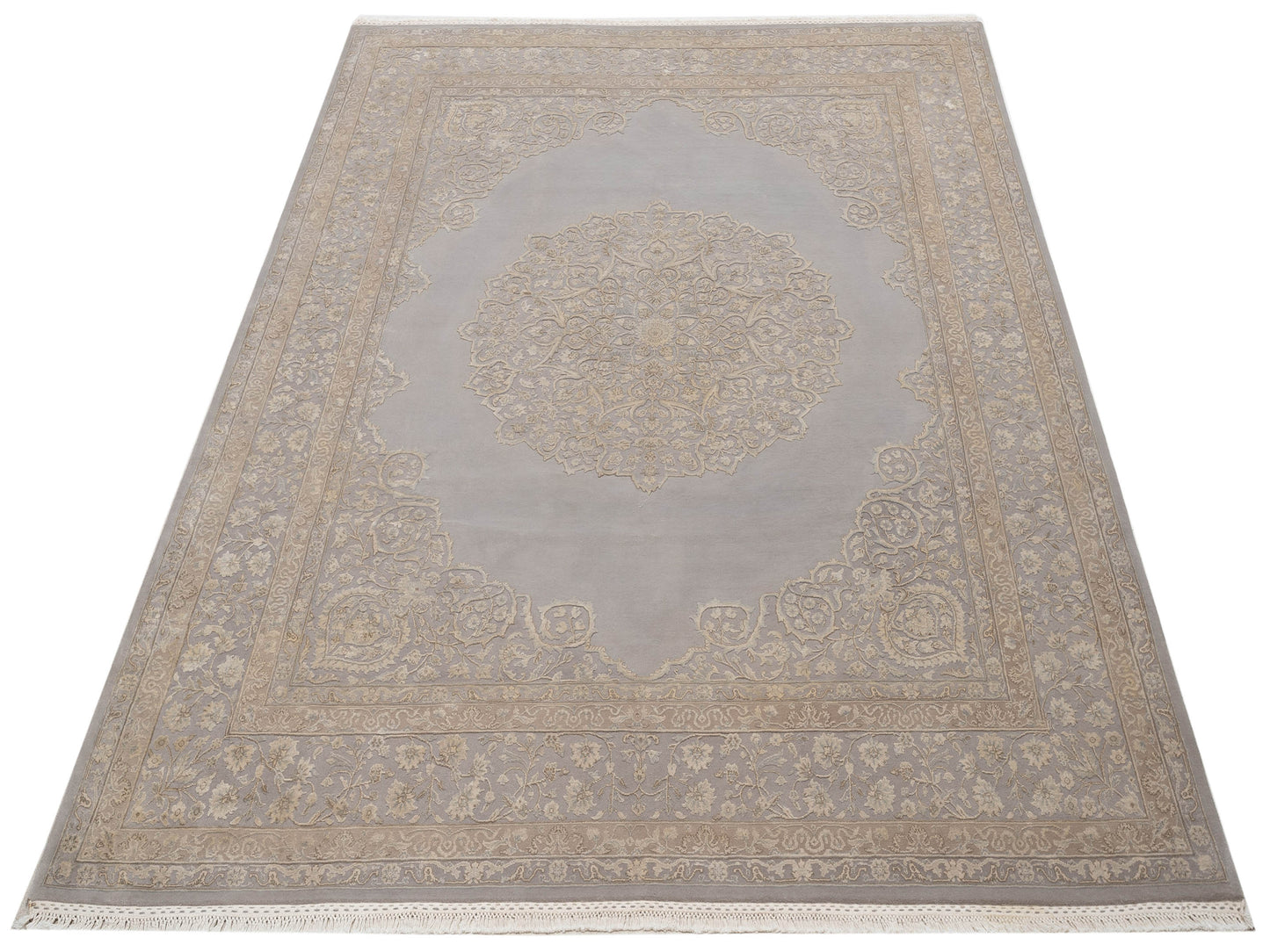 Imperial Silk 127355 Silver 8x9.8 Hand Knotted Rug