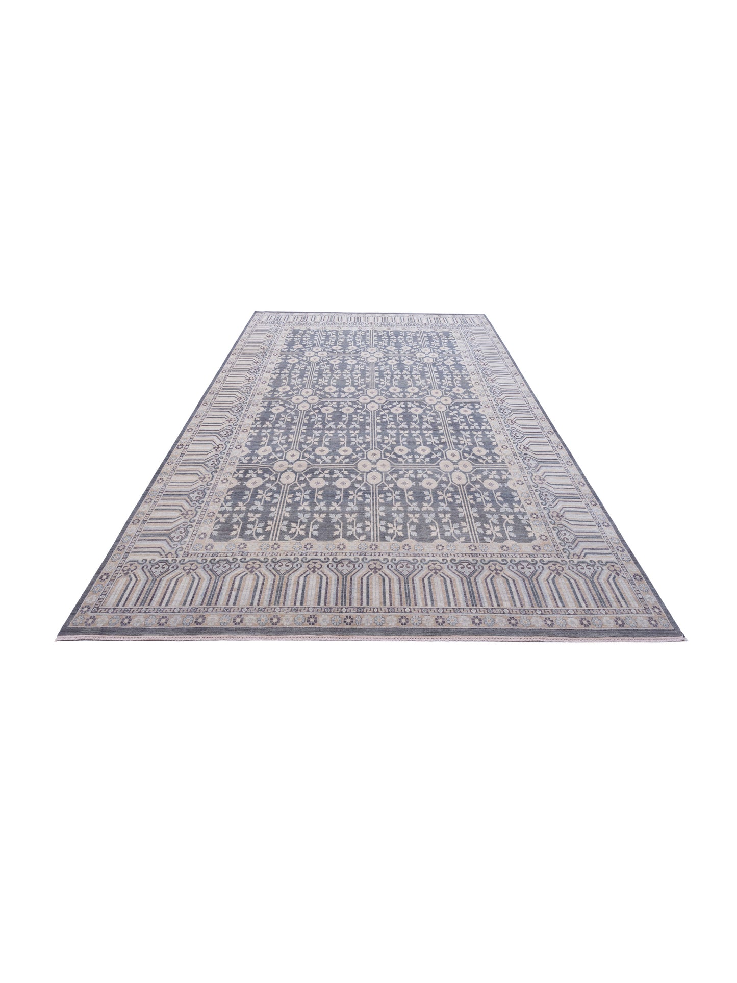 Vintage Revival 127361 Dark Gray Light Brown 10x13.8 Hand Knotted Rug