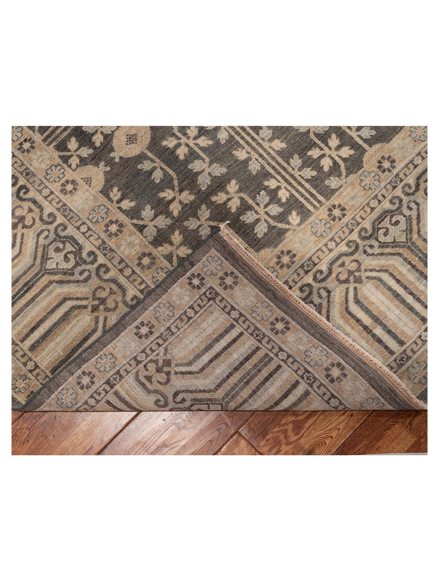 Vintage Revival 127361 Dark Gray Light Brown 10x13.8 Hand Knotted Rug