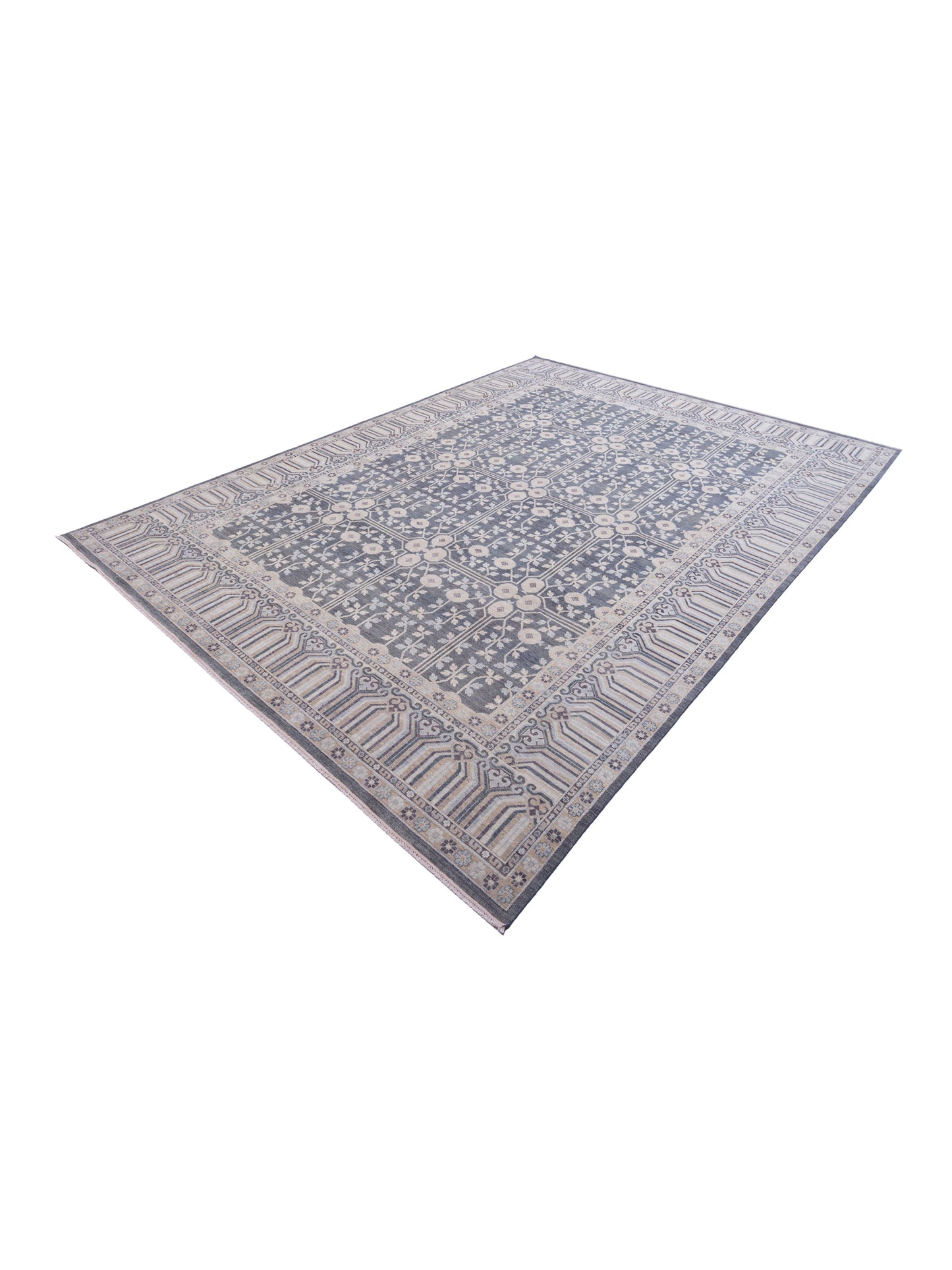 Vintage Revival 127361 Dark Gray Light Brown 10x13.8 Hand Knotted Rug