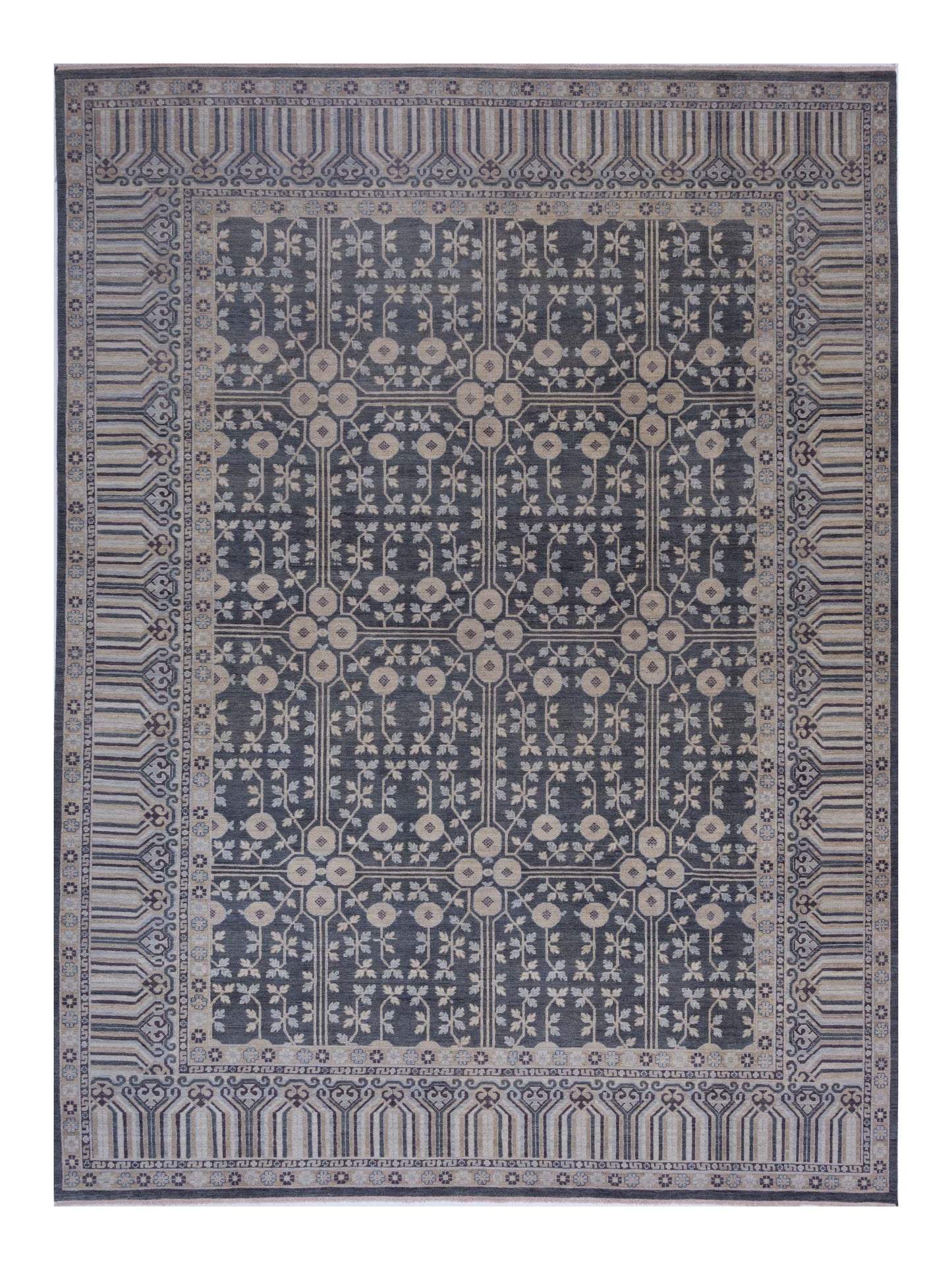 Rajpur Vintage Revival  Dark Gray Light Brown Traditional