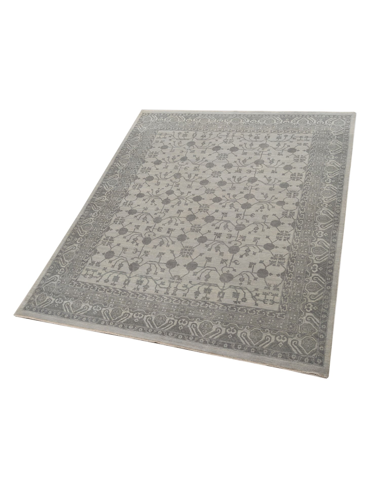 Platinum 127380 Ivory Gray 8x9.10 Hand Knotted Rug