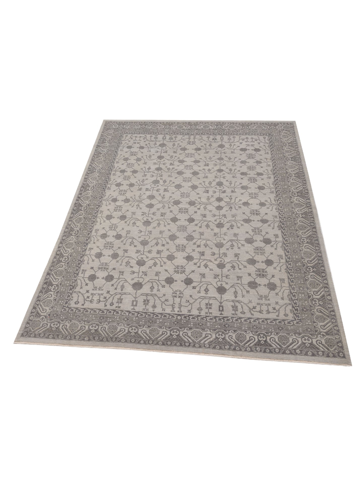 Platinum 127382 Ivory Silver 8.9x11.9 Hand Knotted Rug