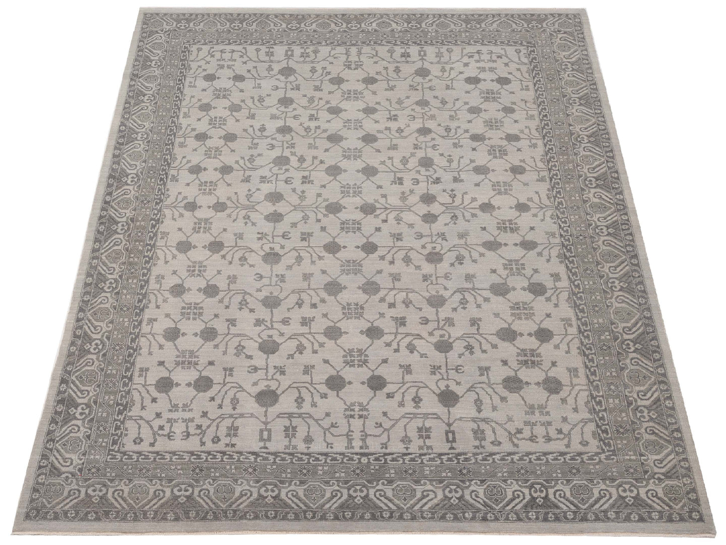 Platinum 127382 Ivory Silver 8.9x11.9 Hand Knotted Rug