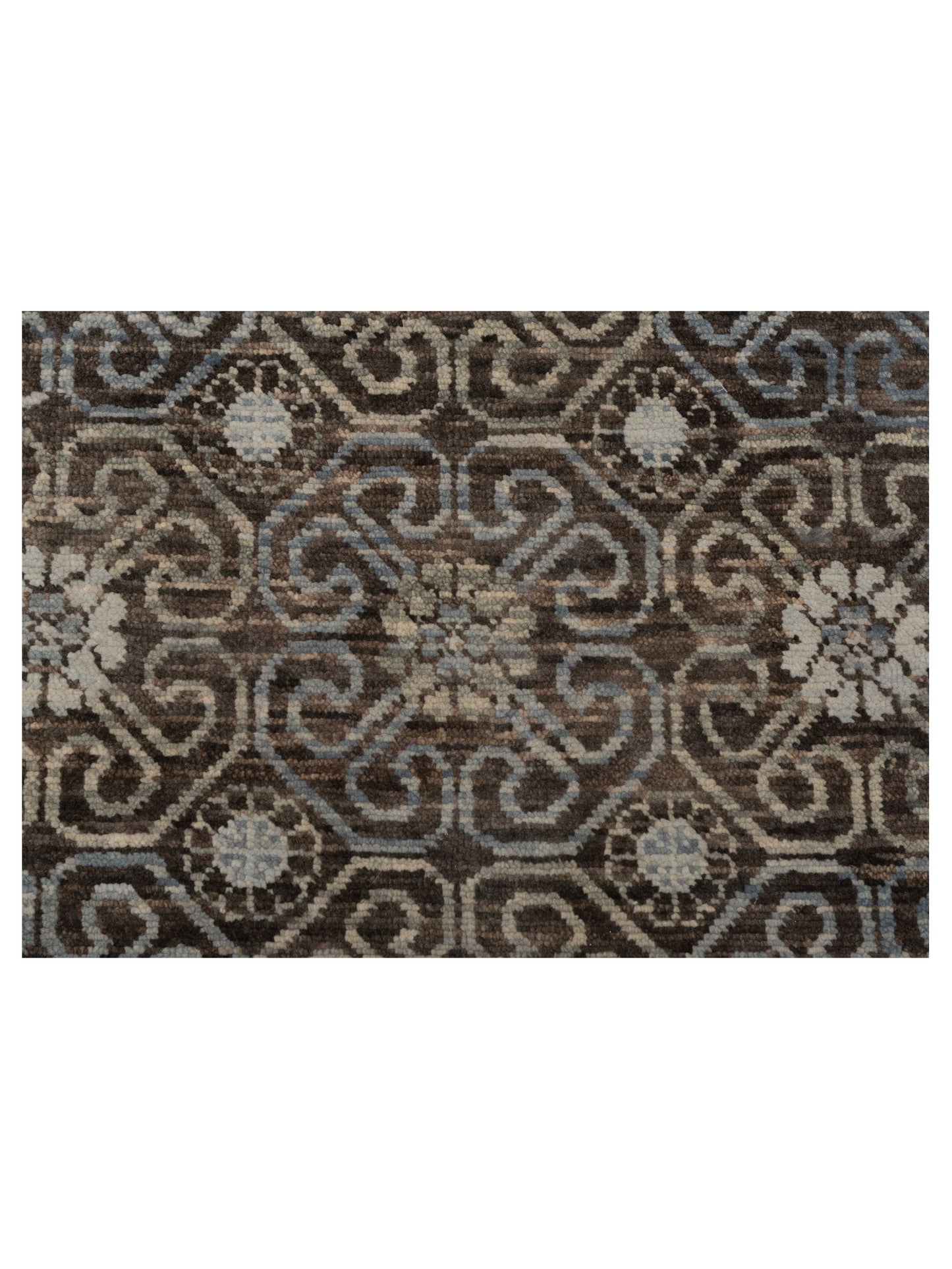 Agra 127526 Brown Blue 7.10x9.6 Hand Knotted Rug