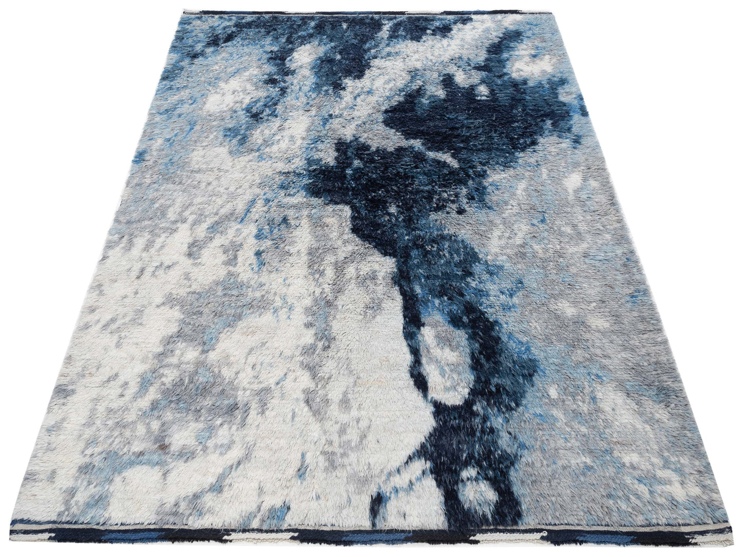 Atlas Myra Ivory Dark Blue 8.3x10.2 Hand Knotted Rug