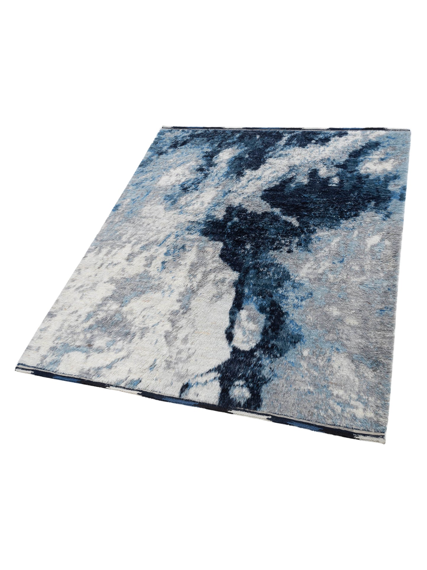 Atlas Myra Ivory Dark Blue 8.3x10.2 Hand Knotted Rug
