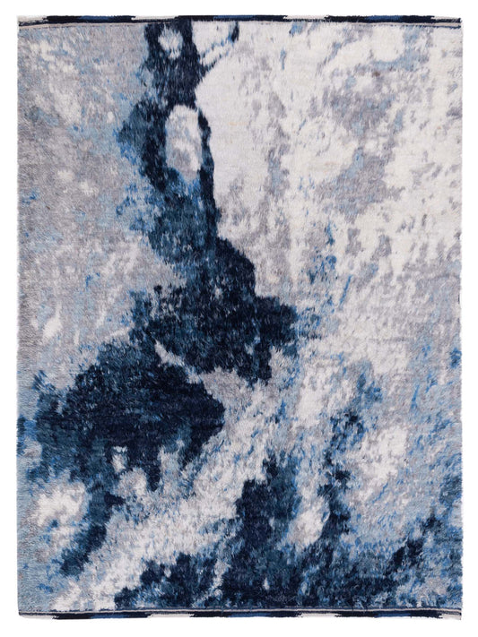 Atlas 127582 Ivory Dark Blue 8.3x10.2 Hand Knotted Rug