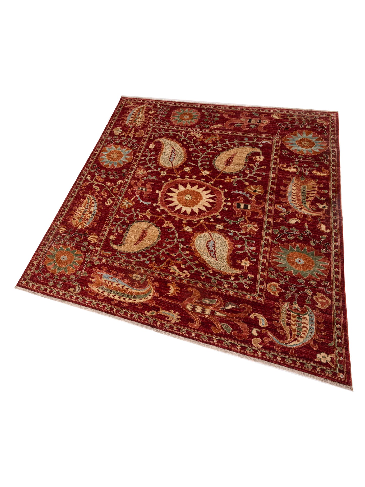 Akcha 127685 Red 6.8x7.10 Hand Knotted Rug