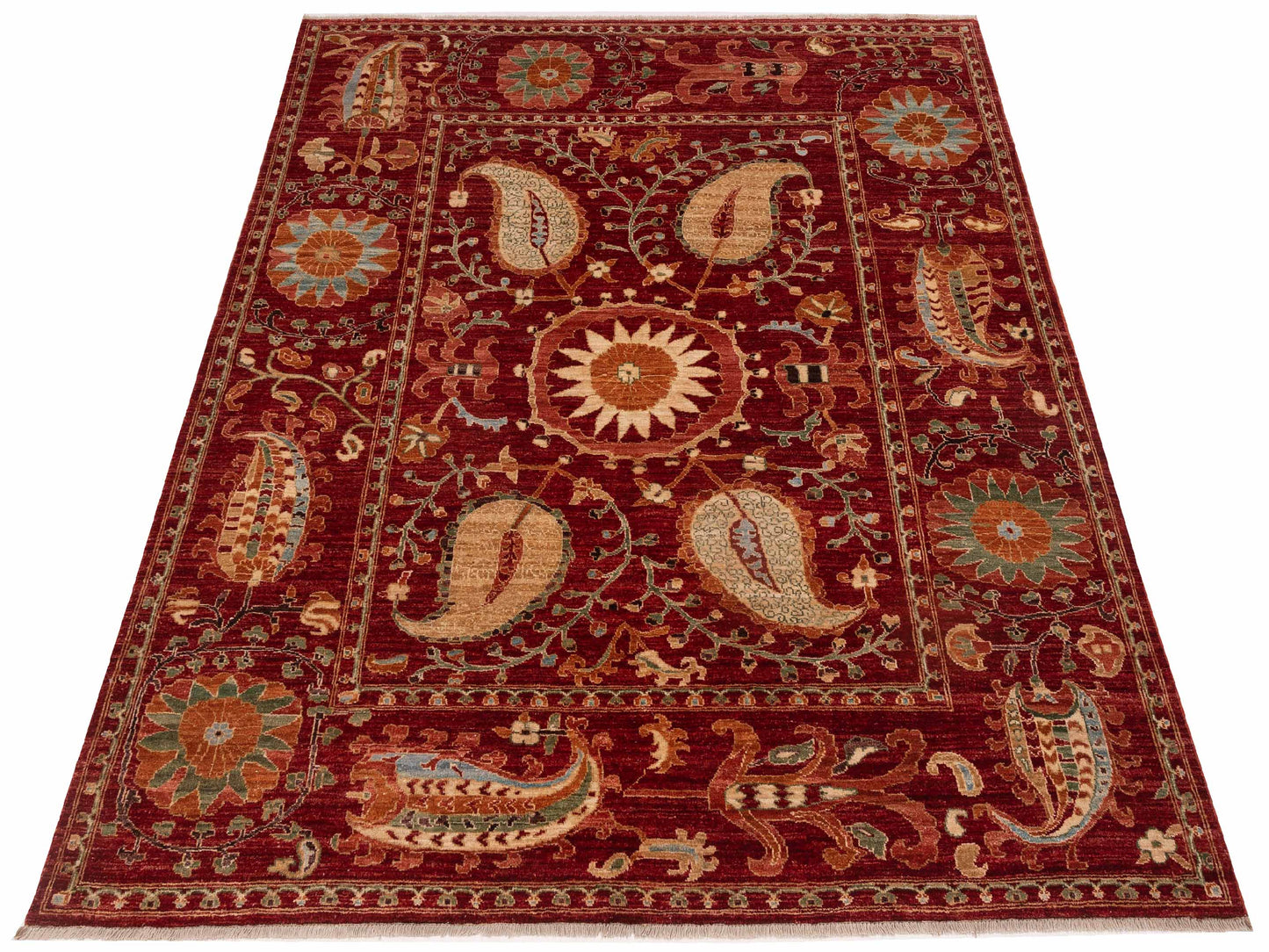 Akcha 127685 Red 6.8x7.10 Hand Knotted Rug