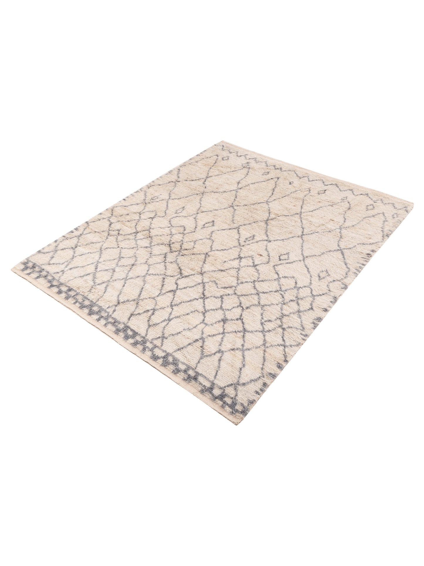 Berber Efes Ivory Gray 8.5x10.8 Hand Knotted Rug