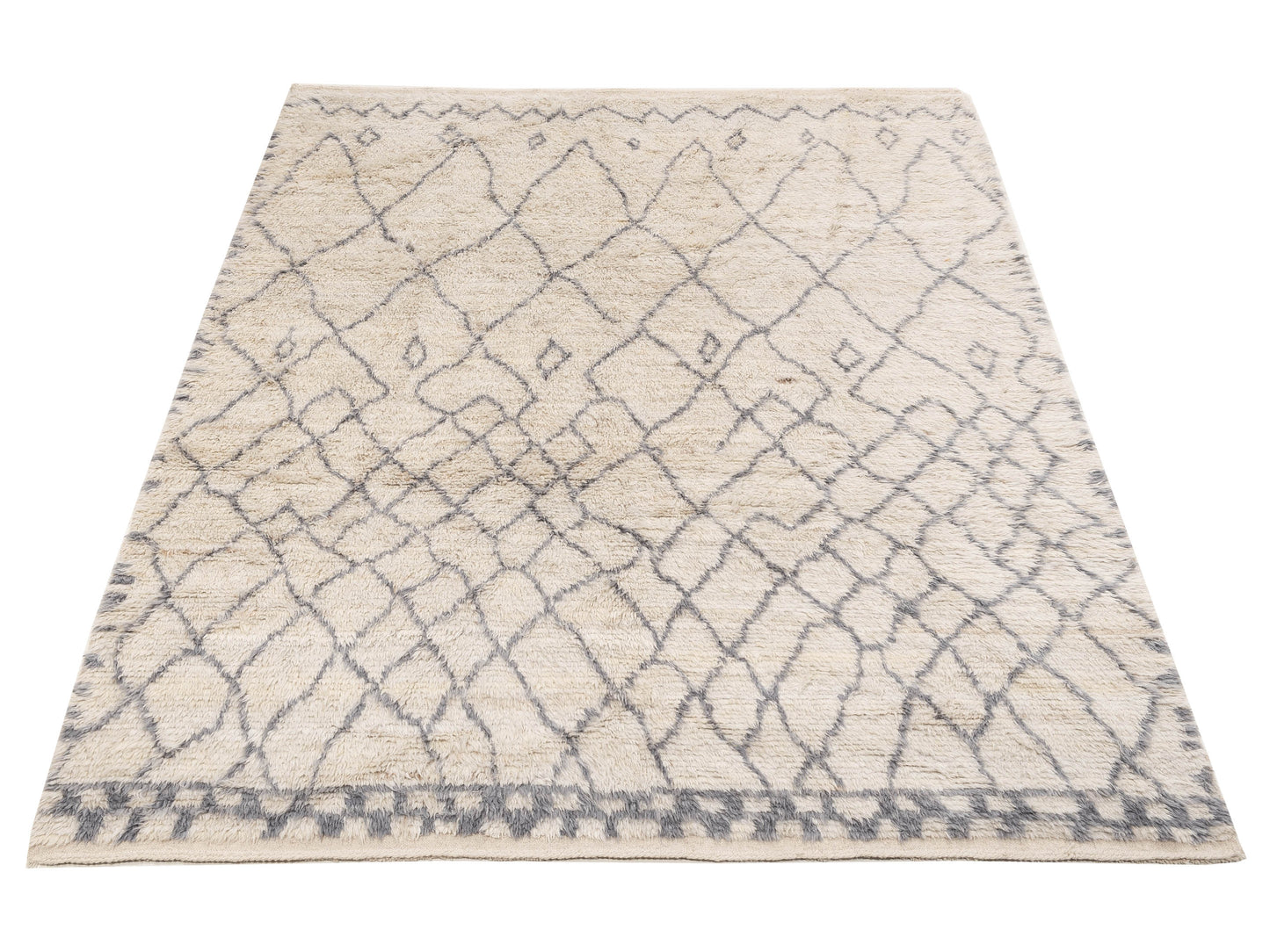 Berber Efes Ivory Gray 8.5x10.8 Hand Knotted Rug