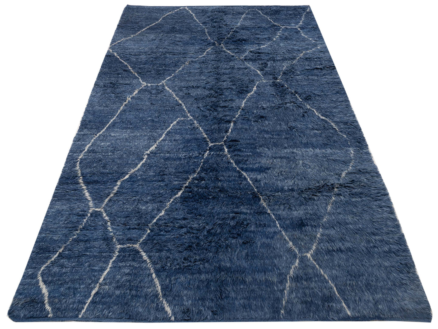 Berber Efes Dark Blue Ivory 9.3x12.9 Hand Knotted Rug