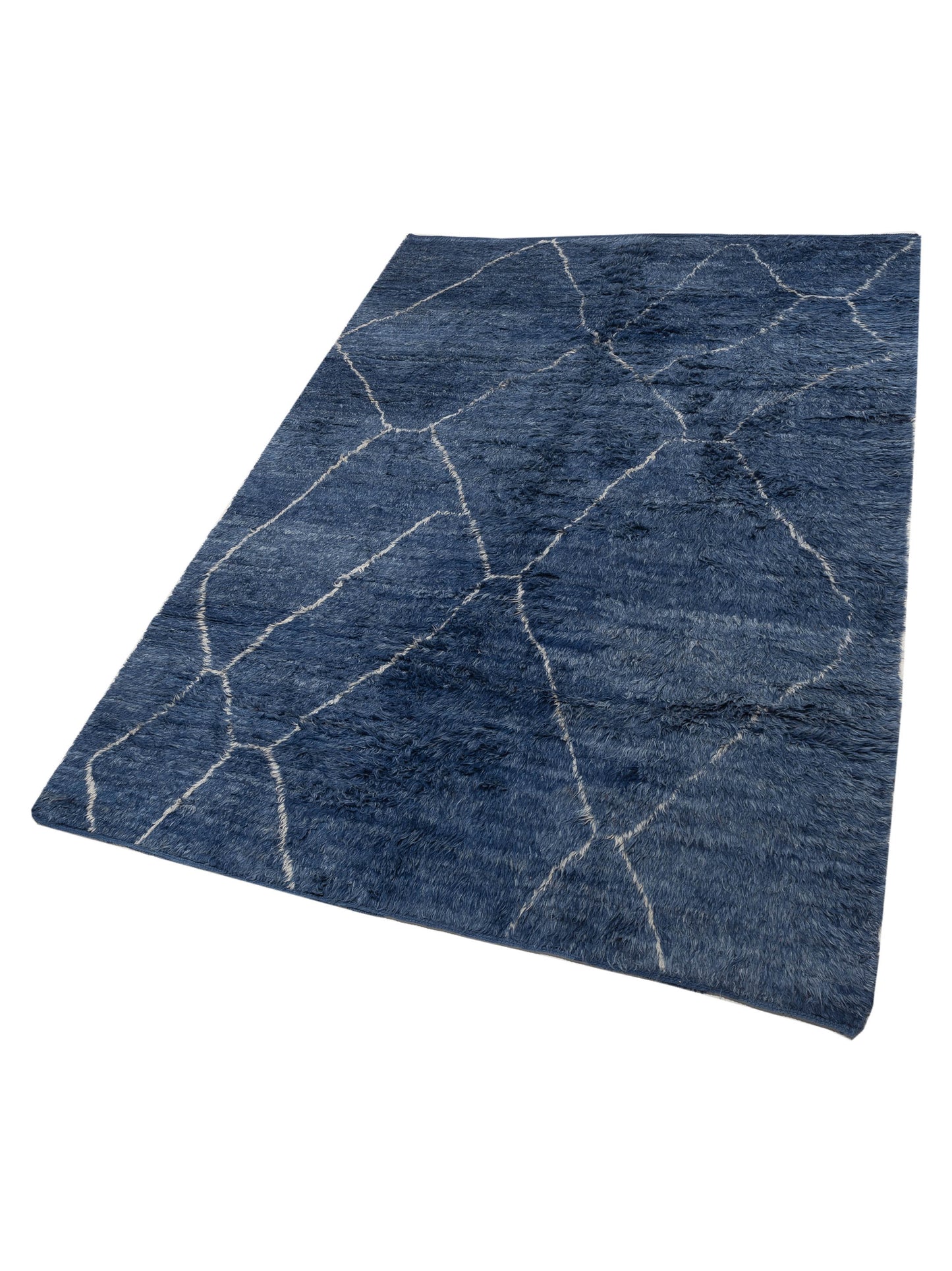 Berber Efes Dark Blue Ivory 9.3x12.9 Hand Knotted Rug