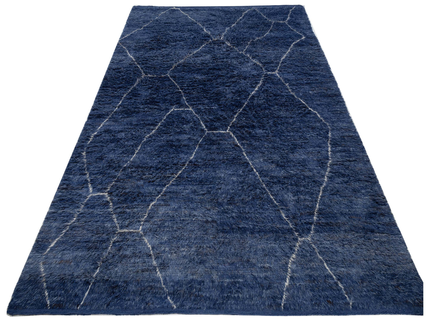 Berber Efes Dark Blue Ivory 10.4x14.2 Hand Knotted Rug