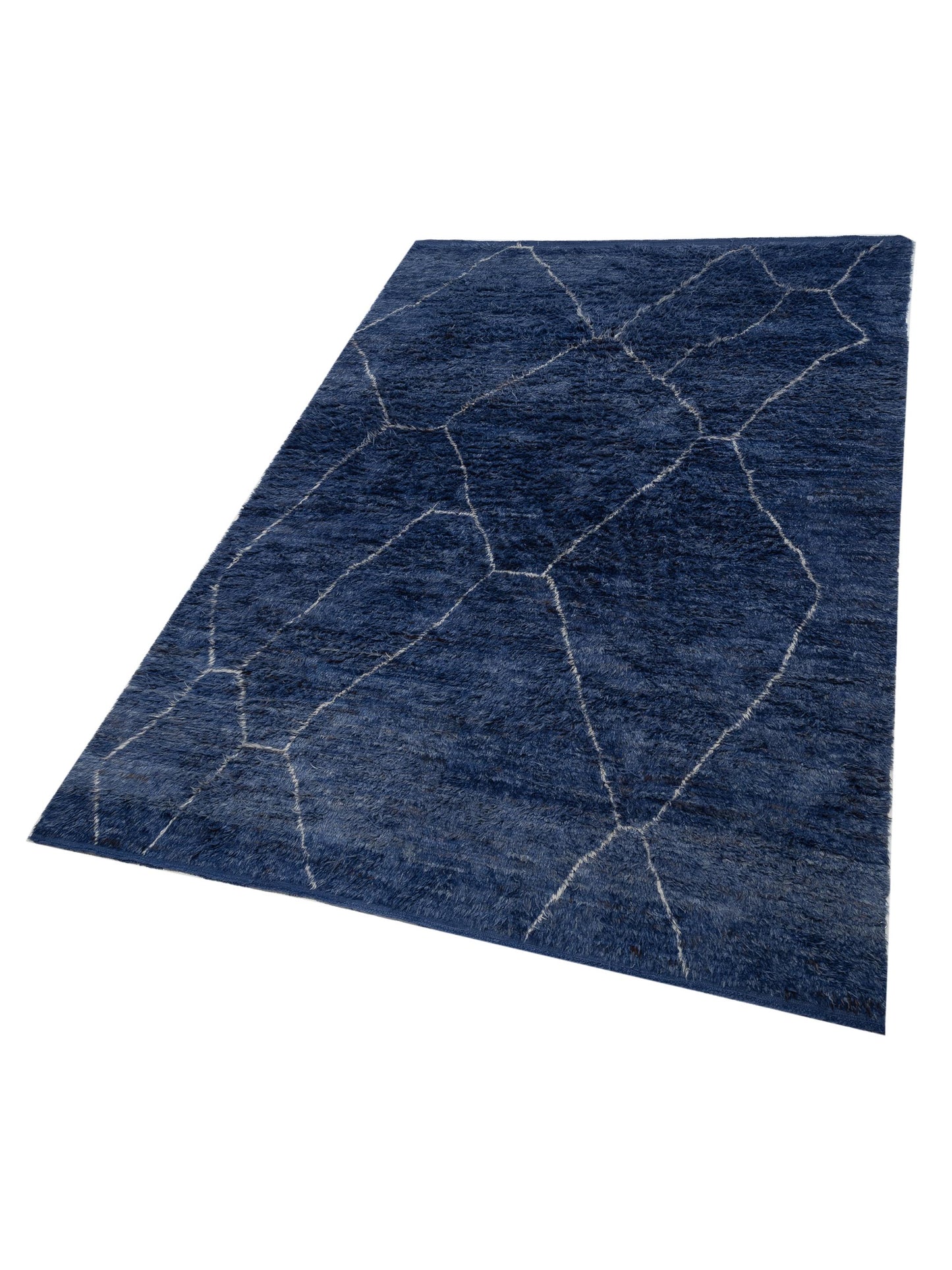 Berber Efes Dark Blue Ivory 10.4x14.2 Hand Knotted Rug