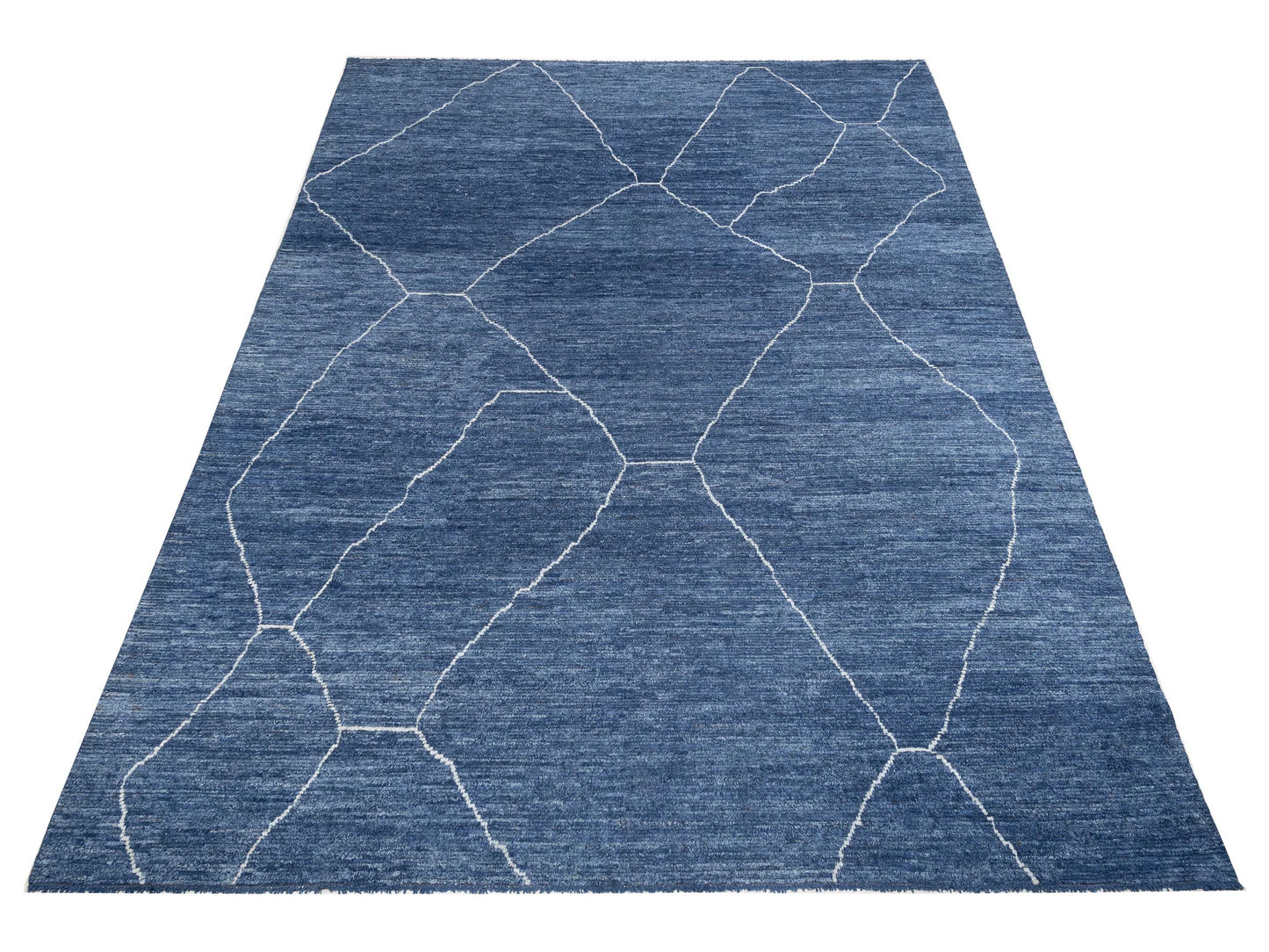Berber Efes Indigo Ivory 11.8x16.2 Hand Knotted Rug