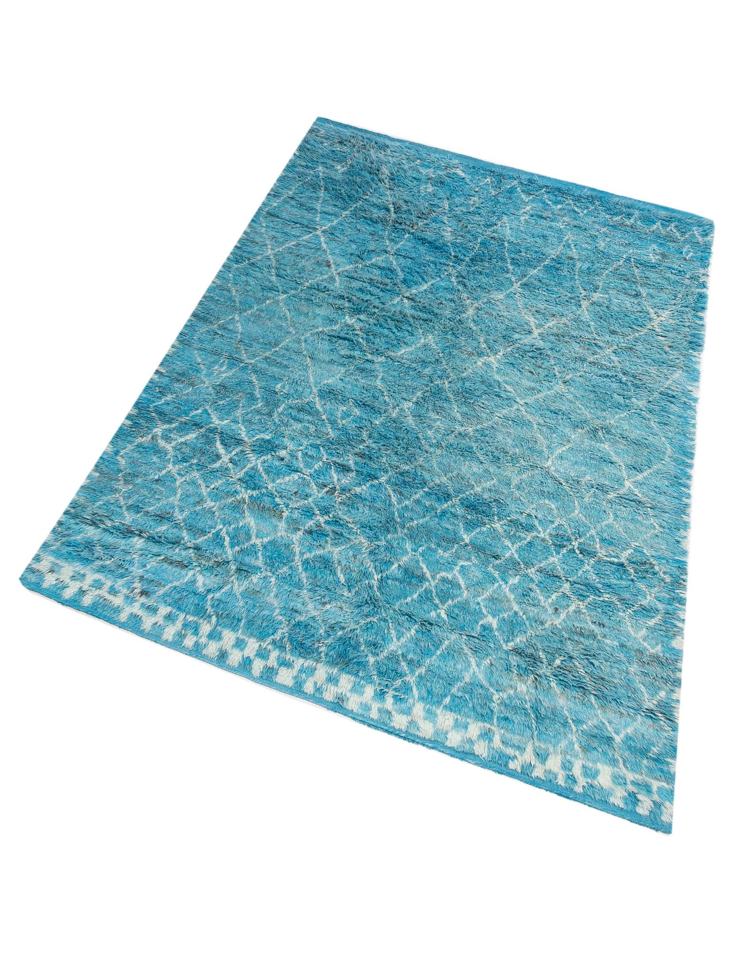Berber Aspendos Turquoise 9.1x12.2 Hand Knotted Rug