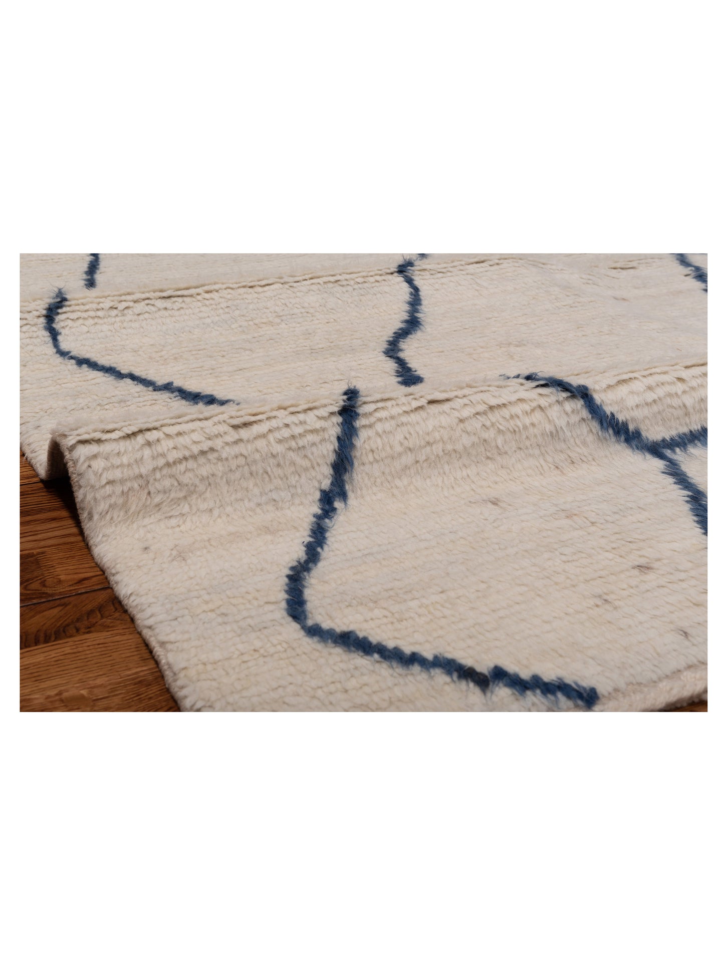 Berber Efes Ivory Blue 8.1x10.1 Hand Knotted Rug