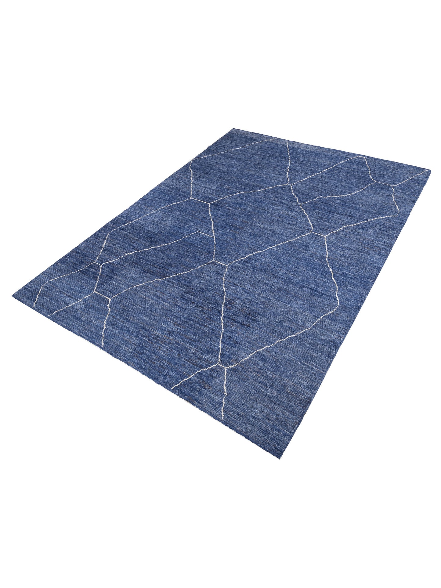 Berber Efes Dark Blue Ivory 11.8x16.3 Hand Knotted Rug