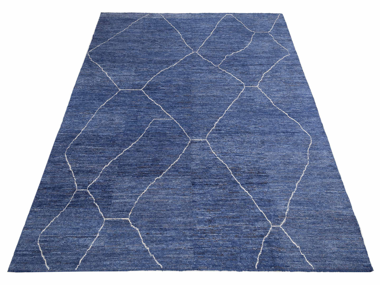 Berber Efes Dark Blue Ivory 11.8x16.3 Hand Knotted Rug