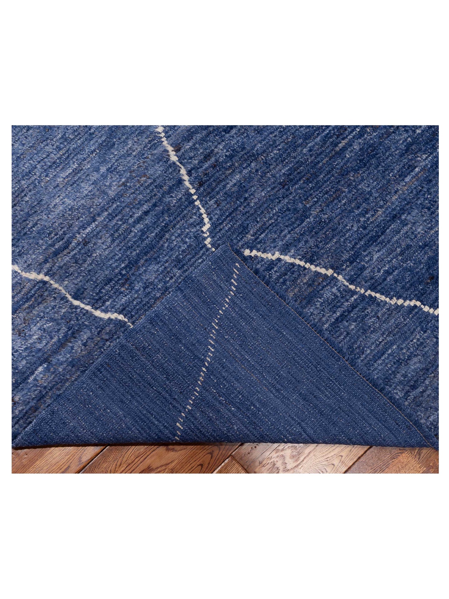 Berber Efes Dark Blue Ivory 11.8x16.3 Hand Knotted Rug