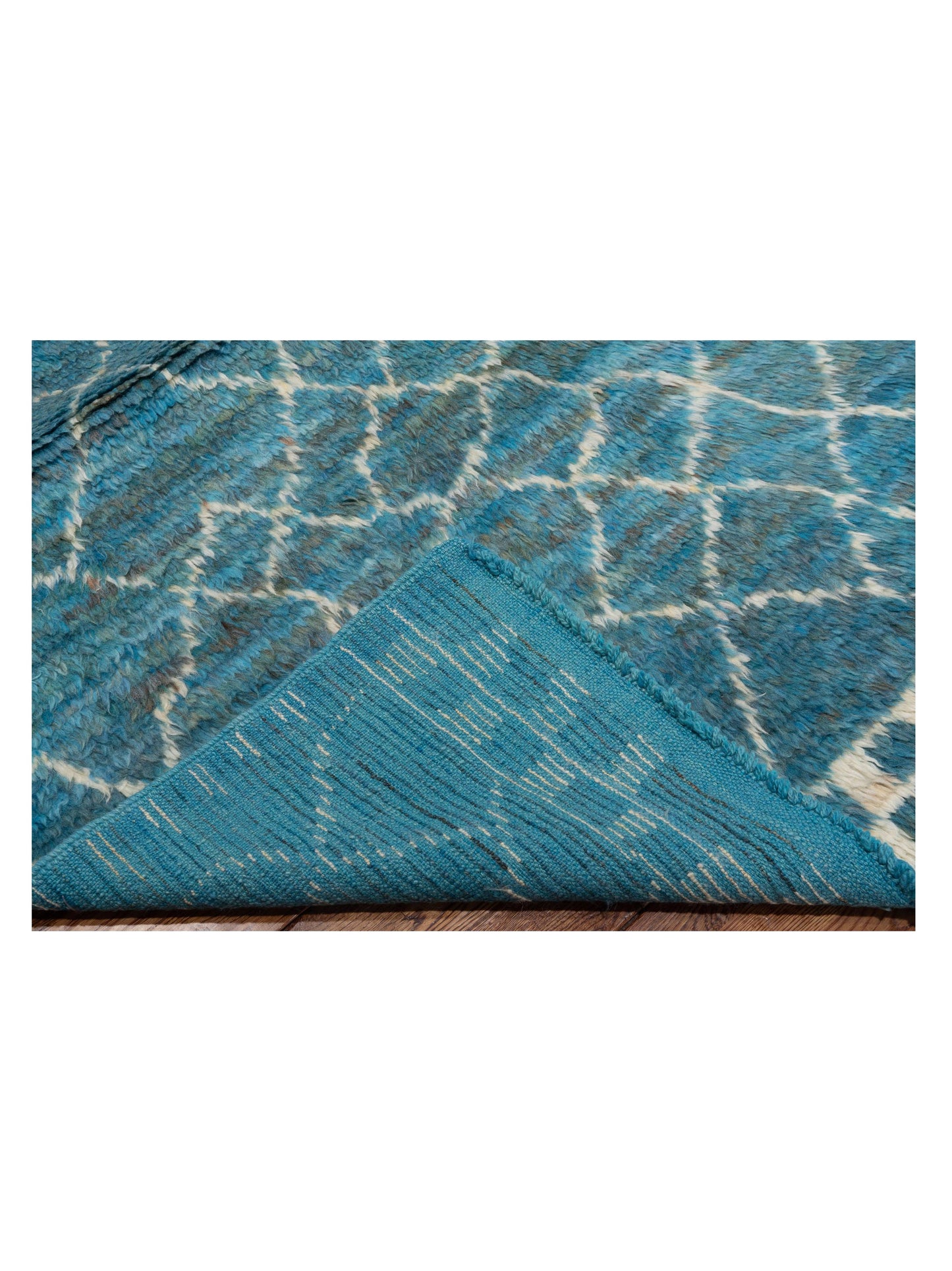 Berber Efes Turquoise Ivory 9.4x12.6 Hand Knotted Rug