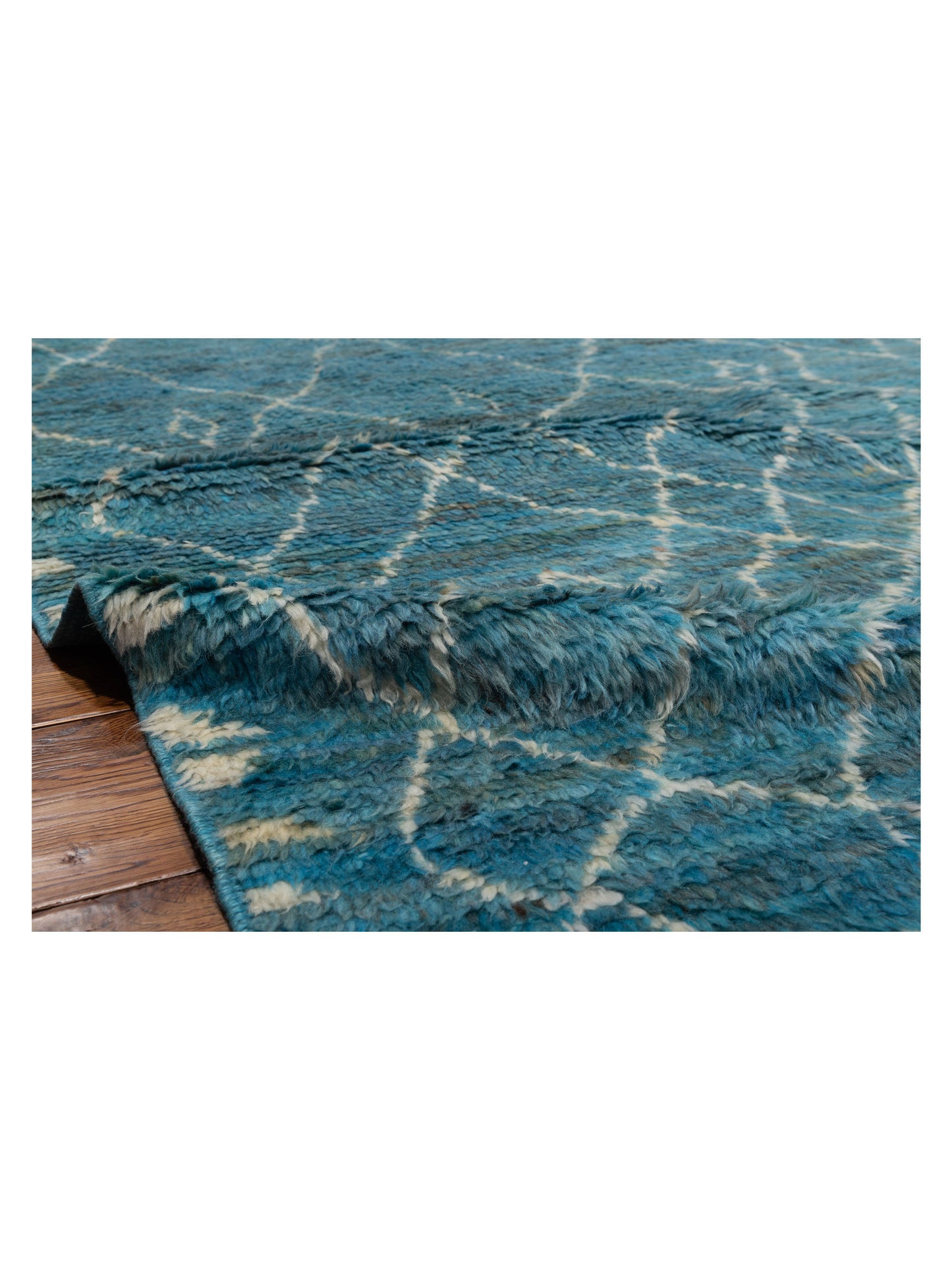 Berber Efes Turquoise Ivory 9.4x12.6 Hand Knotted Rug