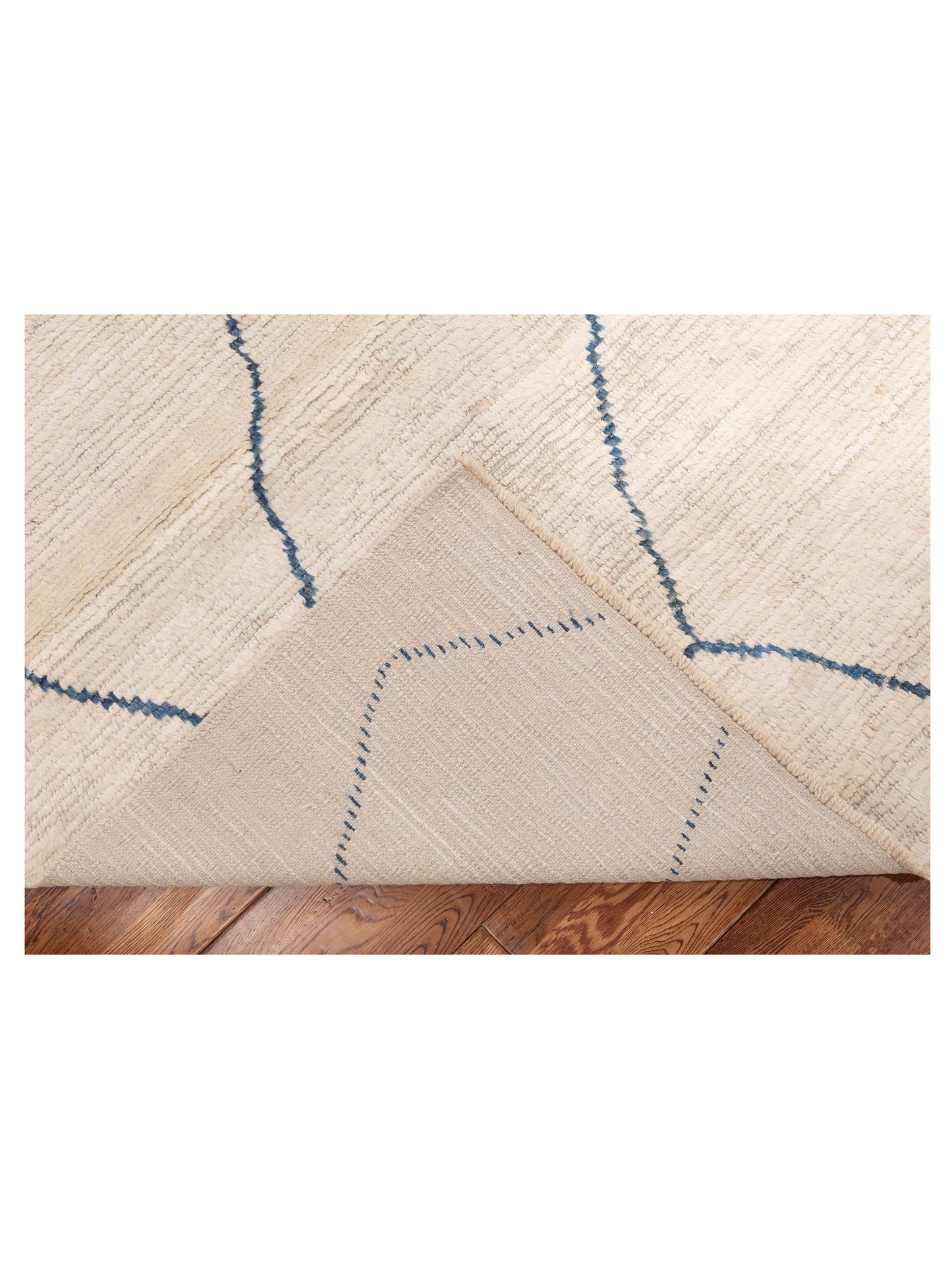 Berber Efes Ivory Blue 8x10.6 Hand Knotted Rug