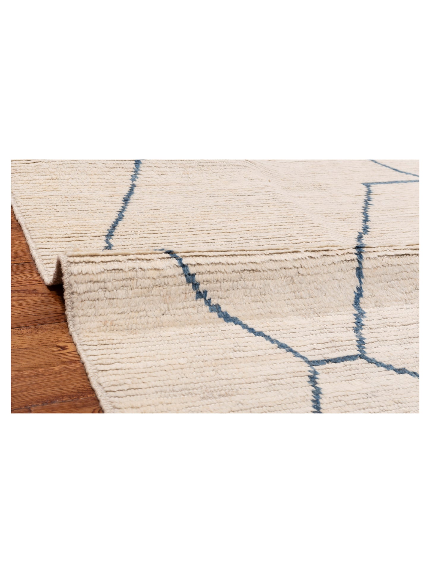 Berber Efes Ivory Blue 8x10.6 Hand Knotted Rug